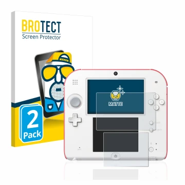 Parte frontale di una confezione del prodotto con il logo del marchio BROTECT. Accanto è raffigurato il dispositivo Nintendo 2