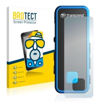 Parte frontale di una confezione del prodotto con il logo del marchio BROTECT. Accanto è raffigurato il dispositivo Transcend 
