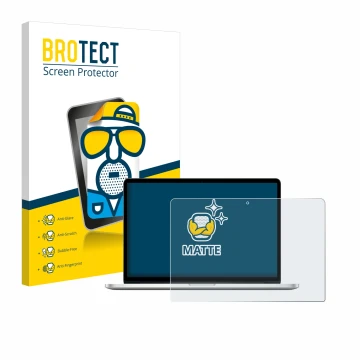 Parte frontale di una confezione del prodotto con il logo del marchio BROTECT. Accanto è raffigurato il dispositivo Apple MacB