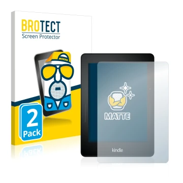 Parte frontale di una confezione del prodotto con il logo del marchio BROTECT. Accanto è raffigurato il dispositivo Amazon Kin