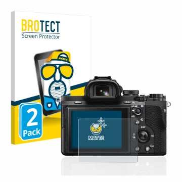 Parte frontale di una confezione del prodotto con il logo del marchio BROTECT. Accanto è raffigurato il dispositivo Sony Alpha