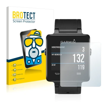 Parte frontale di una confezione del prodotto con il logo del marchio BROTECT. Accanto è raffigurato il dispositivo Garmin viv