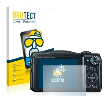 Parte frontale di una confezione del prodotto con il logo del marchio BROTECT. Accanto è raffigurato il dispositivo Canon Powe