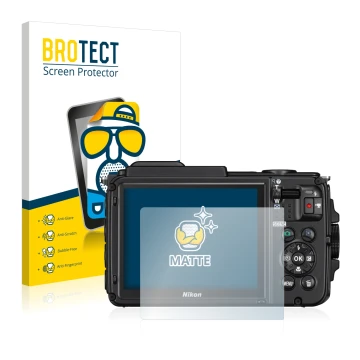 Parte frontale di una confezione del prodotto con il logo del marchio BROTECT. Accanto è raffigurato il dispositivo Nikon Cool