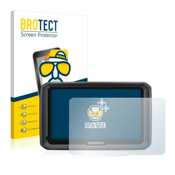 Parte frontale di una confezione del prodotto con il logo del marchio BROTECT. Accanto è raffigurato il dispositivo Garmin dez