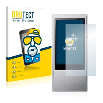 Parte frontale di una confezione del prodotto con il logo del marchio BROTECT. Accanto è raffigurato il dispositivo Astell&Ker