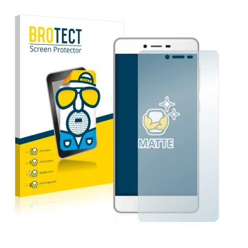 Parte frontale di una confezione del prodotto con il logo del marchio BROTECT. Accanto è raffigurato il dispositivo Gionee F10