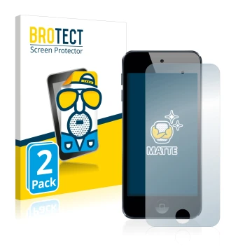 Parte frontale di una confezione del prodotto con il logo del marchio BROTECT. Accanto è raffigurato il dispositivo Apple iPod