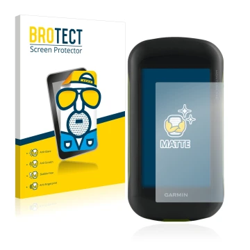 Parte frontale di una confezione del prodotto con il logo del marchio BROTECT. Accanto è raffigurato il dispositivo Garmin Mon