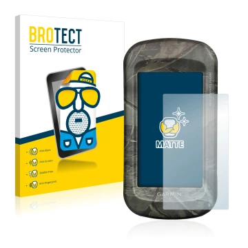 Parte frontale di una confezione del prodotto con il logo del marchio BROTECT. Accanto è raffigurato il dispositivo Garmin Mon