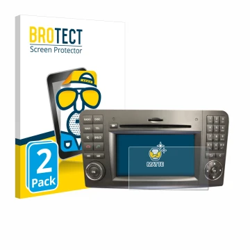 Parte frontale di una confezione del prodotto con il logo del marchio BROTECT. Accanto è raffigurato il dispositivo Mercedes-B