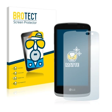 Parte frontale di una confezione del prodotto con il logo del marchio BROTECT. Accanto è raffigurato il dispositivo LG Optimus