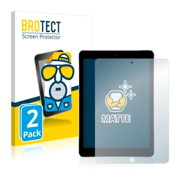 Parte frontale di una confezione del prodotto con il logo del marchio BROTECT. Accanto è raffigurato il dispositivo Apple iPad