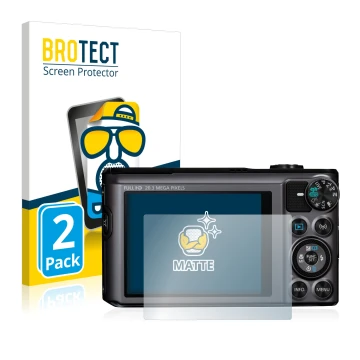 Parte frontale di una confezione del prodotto con il logo del marchio BROTECT. Accanto è raffigurato il dispositivo Canon Powe