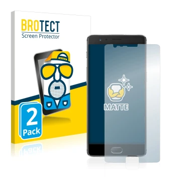 Parte frontale di una confezione del prodotto con il logo del marchio BROTECT. Accanto è raffigurato il dispositivo OnePlus 3 