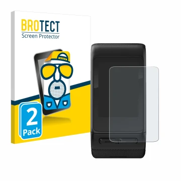 Parte frontale di una confezione del prodotto con il logo del marchio BROTECT. Accanto è raffigurato il dispositivo Garmin viv