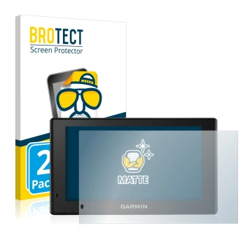 Parte frontale di una confezione del prodotto con il logo del marchio BROTECT. Accanto è raffigurato il dispositivo Garmin Dri