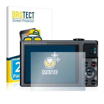 Parte frontale di una confezione del prodotto con il logo del marchio BROTECT. Accanto è raffigurato il dispositivo Canon Powe