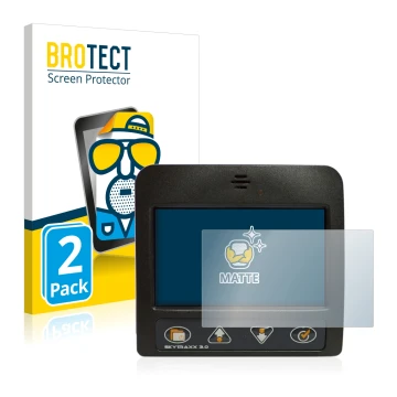 Parte frontale di una confezione del prodotto con il logo del marchio BROTECT. Accanto è raffigurato il dispositivo Skytraxx 3