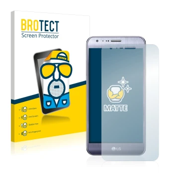 Parte frontale di una confezione del prodotto con il logo del marchio BROTECT. Accanto è raffigurato il dispositivo LG X Mach 