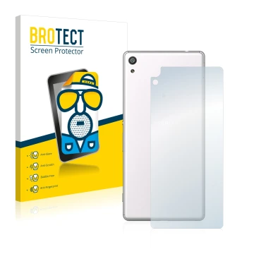 Parte frontale di una confezione del prodotto con il logo del marchio BROTECT. Accanto è raffigurato il dispositivo Sony Xperi