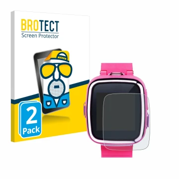 Parte frontale di una confezione del prodotto con il logo del marchio BROTECT. Accanto è raffigurato il dispositivo Vtech Kidi