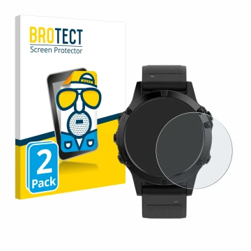 Parte frontale di una confezione del prodotto con il logo del marchio BROTECT. Accanto è raffigurato il dispositivo Garmin Fen