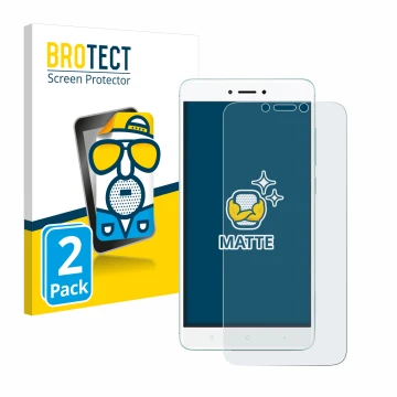 Parte frontale di una confezione del prodotto con il logo del marchio BROTECT. Accanto è raffigurato il dispositivo Xiaomi Red