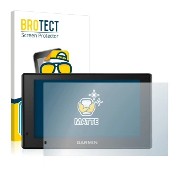 Parte frontale di una confezione del prodotto con il logo del marchio BROTECT. Accanto è raffigurato il dispositivo Garmin Dri