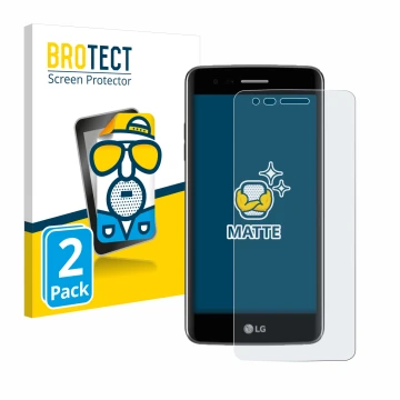 Parte frontale di una confezione del prodotto con il logo del marchio BROTECT. Accanto è raffigurato il dispositivo LG K8 2017