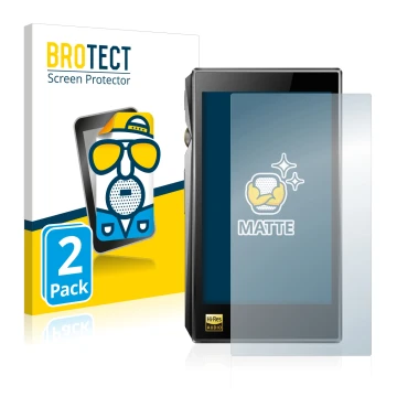 Parte frontale di una confezione del prodotto con il logo del marchio BROTECT. Accanto è raffigurato il dispositivo FiiO X5 II