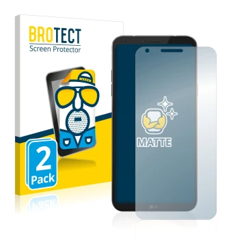 Parte frontale di una confezione del prodotto con il logo del marchio BROTECT. Accanto è raffigurato il dispositivo LG Q6 con 