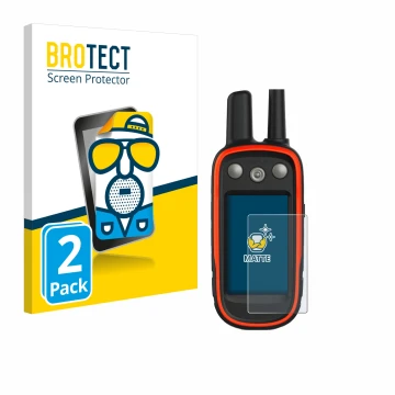 Parte frontale di una confezione del prodotto con il logo del marchio BROTECT. Accanto è raffigurato il dispositivo Garmin Ate