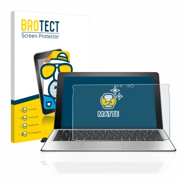 Parte frontale di una confezione del prodotto con il logo del marchio BROTECT. Accanto è raffigurato il dispositivo HP Elite x