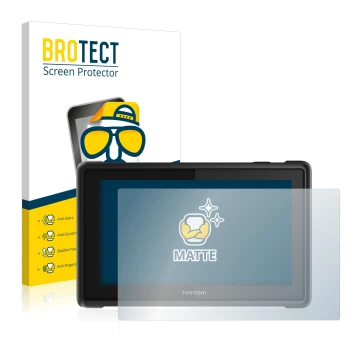 Parte frontale di una confezione del prodotto con il logo del marchio BROTECT. Accanto è raffigurato il dispositivo TomTom Pro