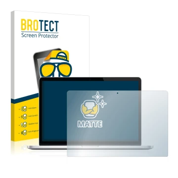 Parte frontale di una confezione del prodotto con il logo del marchio BROTECT. Accanto è raffigurato il dispositivo Apple MacB