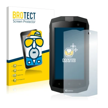 Parte frontale di una confezione del prodotto con il logo del marchio BROTECT. Accanto è raffigurato il dispositivo Crosscall 