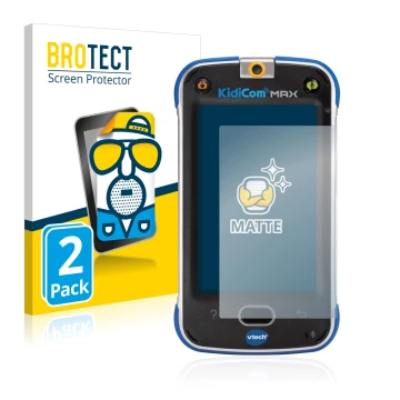 Parte frontale di una confezione del prodotto con il logo del marchio BROTECT. Accanto è raffigurato il dispositivo Vtech Kidi