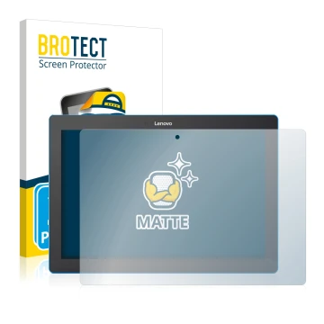 Parte frontale di una confezione del prodotto con il logo del marchio BROTECT. Accanto è raffigurato il dispositivo Lenovo Tab