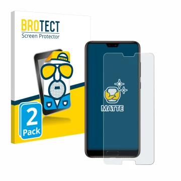 Parte frontale di una confezione del prodotto con il logo del marchio BROTECT. Accanto è raffigurato il dispositivo Huawei P20