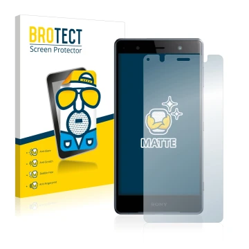 Parte frontale di una confezione del prodotto con il logo del marchio BROTECT. Accanto è raffigurato il dispositivo Sony Xperi