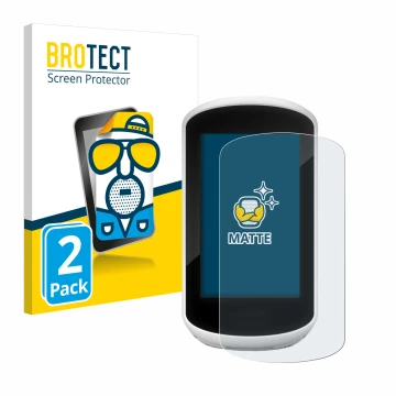 Parte frontale di una confezione del prodotto con il logo del marchio BROTECT. Accanto è raffigurato il dispositivo Garmin Edg