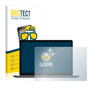 Parte frontale di una confezione del prodotto con il logo del marchio BROTECT. Accanto è raffigurato il dispositivo Apple MacB