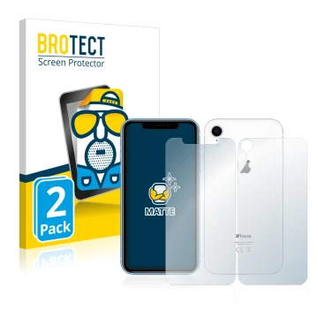 Parte frontale di una confezione del prodotto con il logo del marchio BROTECT. Accanto è raffigurato il dispositivo Apple iPho