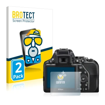 Parte frontale di una confezione del prodotto con il logo del marchio BROTECT. Accanto è raffigurato il dispositivo Nikon D350