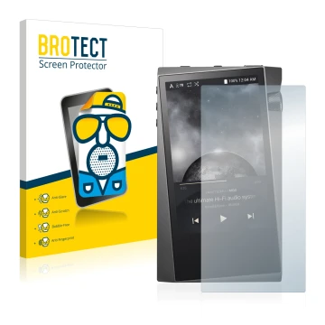 Parte frontale di una confezione del prodotto con il logo del marchio BROTECT. Accanto è raffigurato il dispositivo Astell&Ker