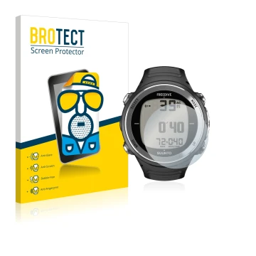 Parte frontale di una confezione del prodotto con il logo del marchio BROTECT. Accanto è raffigurato il dispositivo Suunto D4F