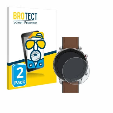 Parte frontale di una confezione del prodotto con il logo del marchio BROTECT. Accanto è raffigurato il dispositivo Huami Amaz