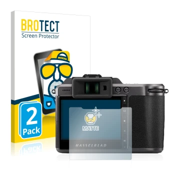 Parte frontale di una confezione del prodotto con il logo del marchio BROTECT. Accanto è raffigurato il dispositivo Hasselblad