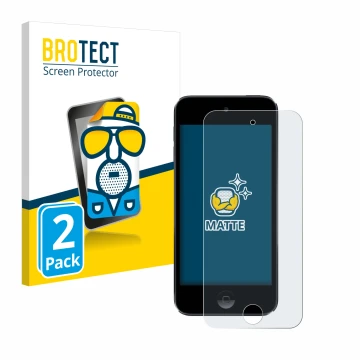 Parte frontale di una confezione del prodotto con il logo del marchio BROTECT. Accanto è raffigurato il dispositivo Apple iPod